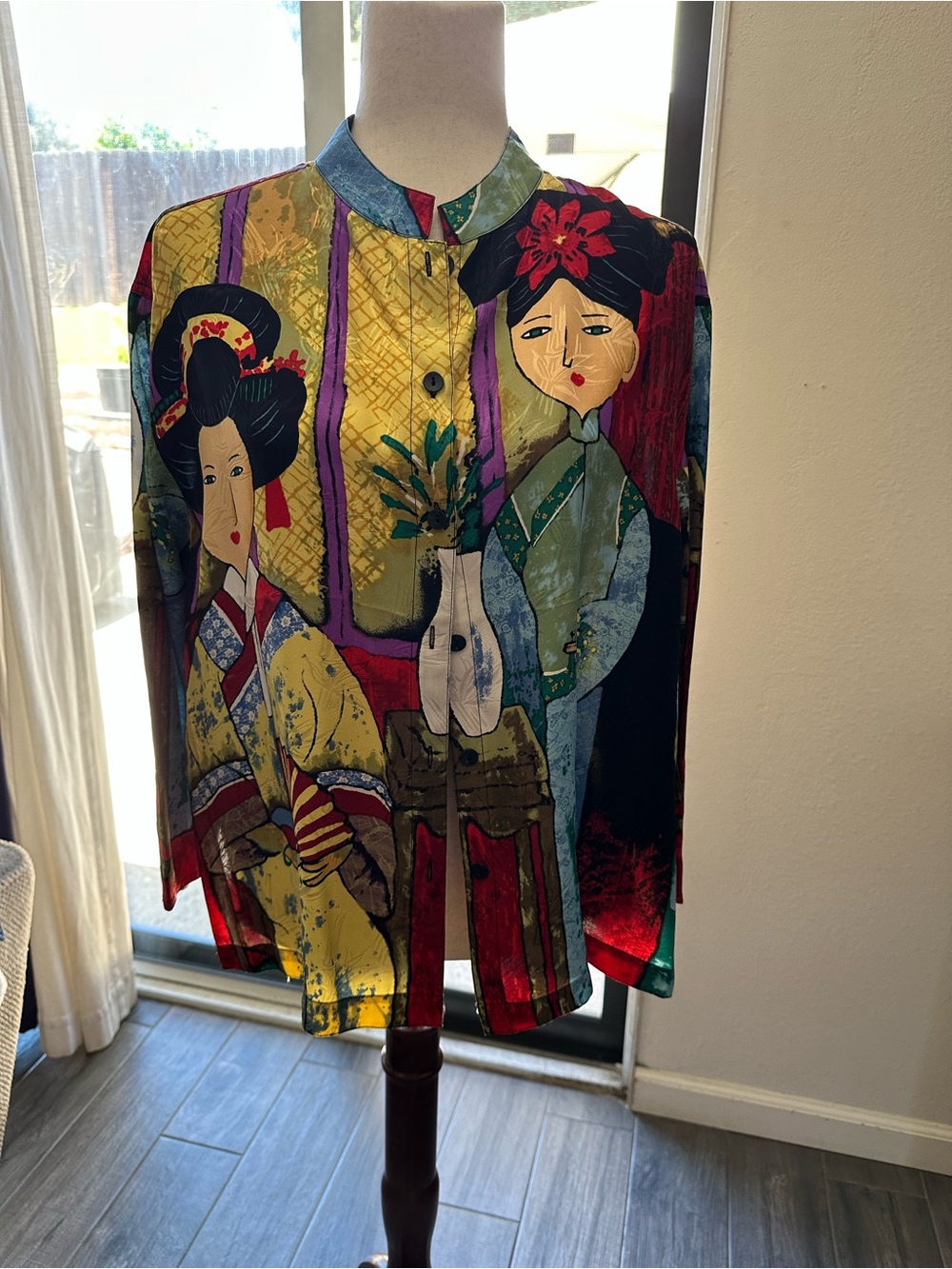 Chico's Silk Blouse in Yellow, Purple, Red and Black